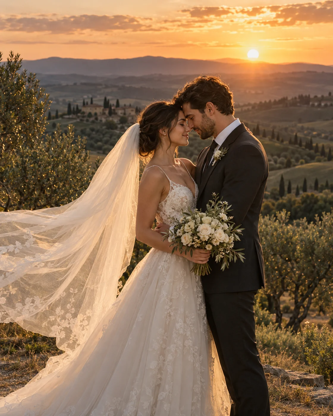 Um casal celebra o seu casamento rodeado de natureza